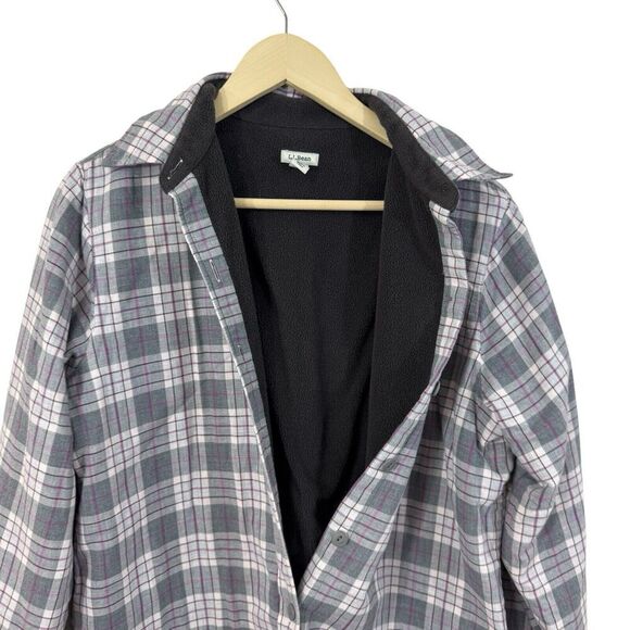 LL Bean Small Button Flannel Fleece Lined Plaid Long Sleeve Womens - Picture 4 of 16